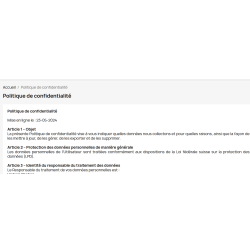 LPD (nlpd) Page et Texte de Politique Confidentialité