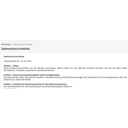 revDSG Datenschutzrichtlinie Seite und Text