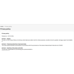 nFADP Privacy Policy Page and Text